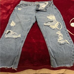 Distressed Old Navy Slouchy Straight Jeans 14